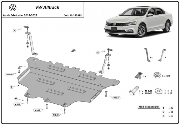 Piastra paramotore di alluminio VW Passat Alltrack