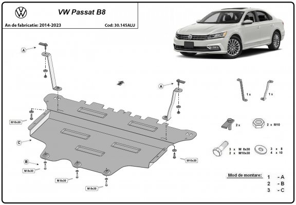 Piastra paramotore di alluminio VW Passat B8