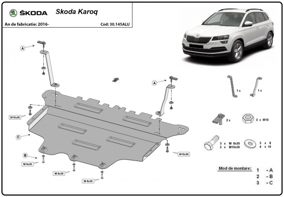 Piastra paramotore di alluminio Skoda Karoq