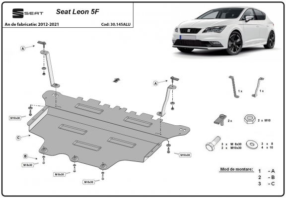 Piastra paramotore di alluminio Seat Leon Mk3 5F