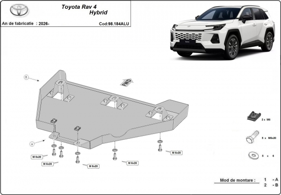 Protezione di alluminio per il differenziale  Toyota Rav4