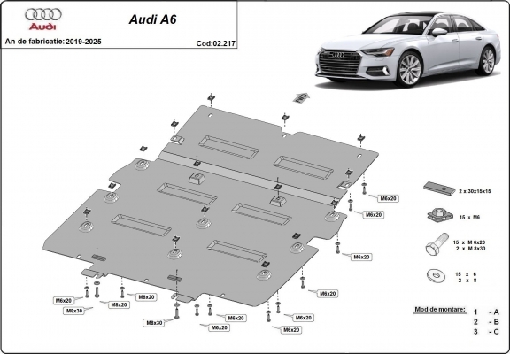 Piastra paramotore di acciaio Audi A6