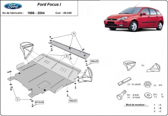 Piastra paramotore di acciaio Ford Focus 1