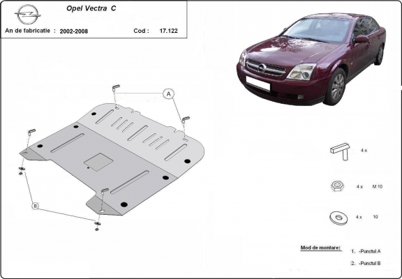 Piastra paramotore di acciaio Opel Vectra C
