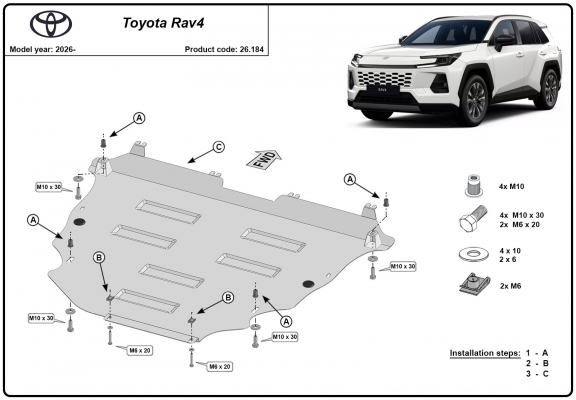 Piastra paramotore di acciaio Toyota Rav4