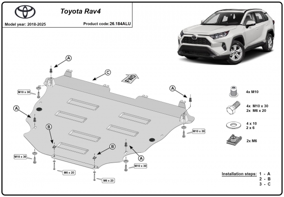 Piastra paramotore di alluminio Toyota RAV4