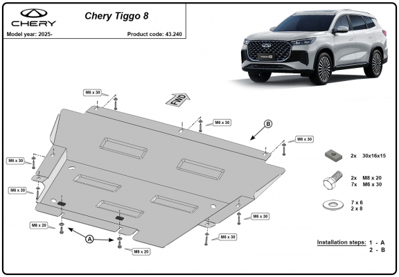 Piastra paramotore di acciaio Chery Tiggo 8