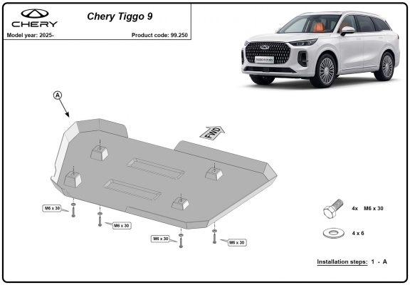Protezione di acciaio per il serbatoio Chery Tiggo 9