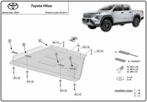 Protezione di acciaio per il cambio Toyota Hilux