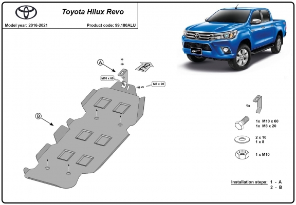 Protezione di alluminio per il serbatoio Toyota Hilux Revo