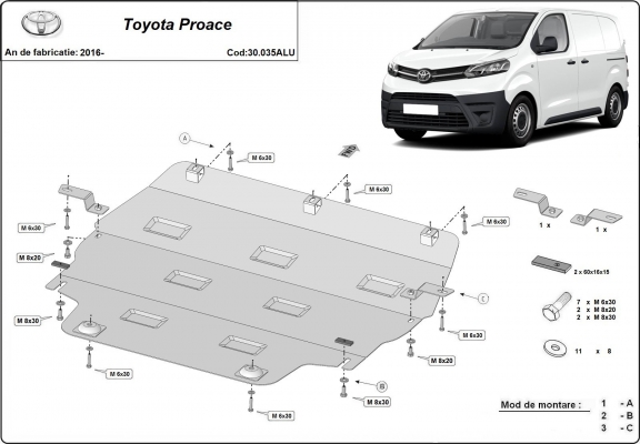 Piastra paramotore di Alluminio Toyota Proace