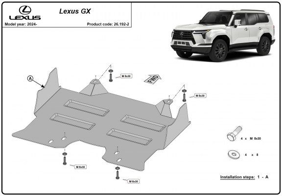 Piastra paramotore di acciaio Lexus GX
