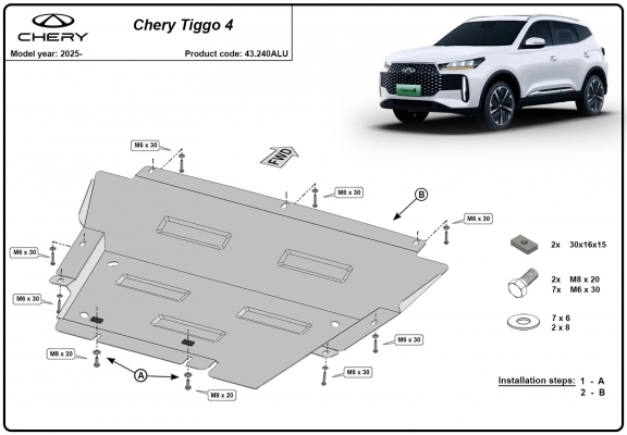 Piastra paramotore di alluminio Chery Tiggo 4