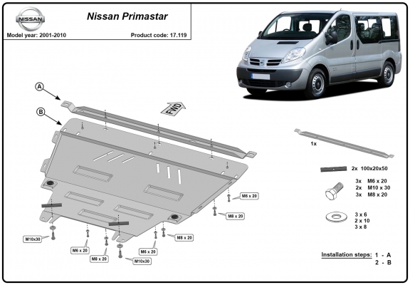 Piastra paramotore di acciaio Nissan Primastar