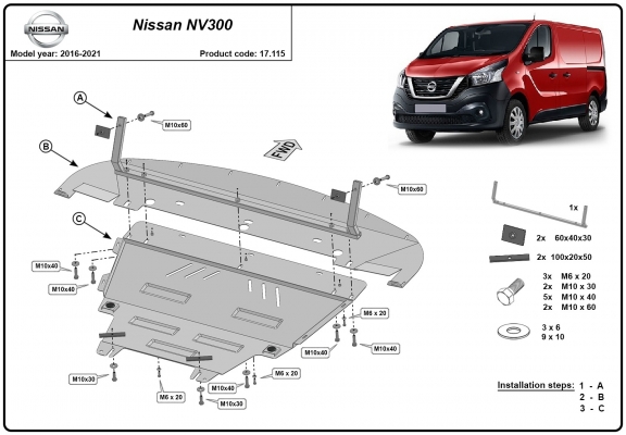 Piastra paramotore di acciaio  Nissan NV300