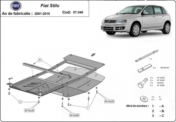 Piastra paramotore di acciaio Fiat Stilo