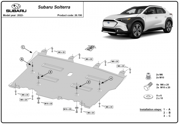 Piastra paramotore di acciaio Subaru Soltera