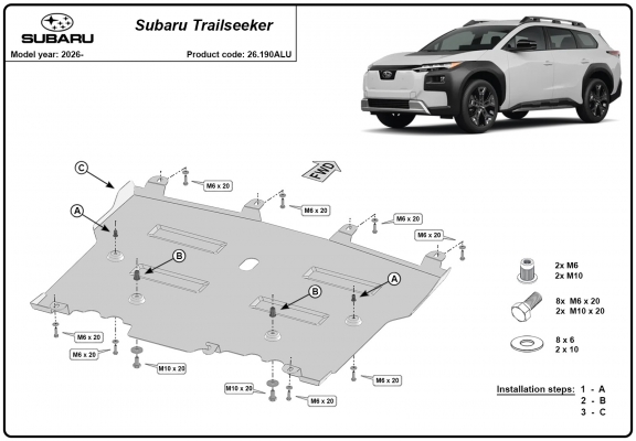 Piastra paramotore di alluminio Subaru Trailseeker