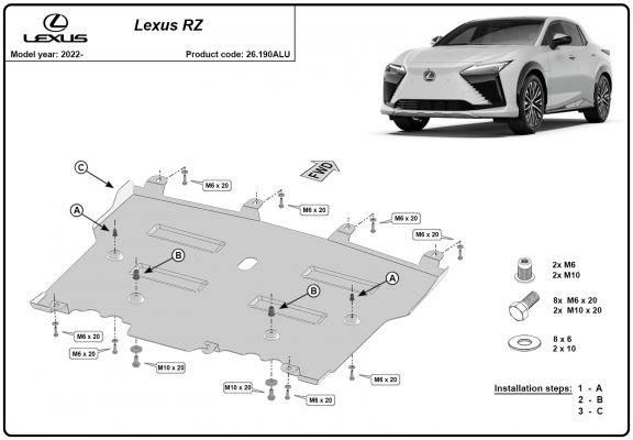 Piastra paramotore di alluminio Lexus RZ