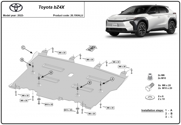 Piastra paramotore di alluminio Toyota BZ4X