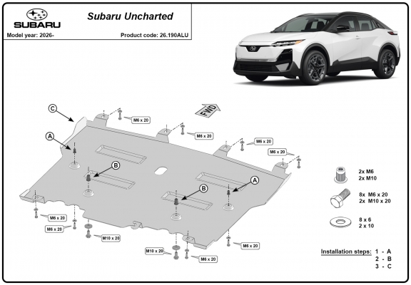 Piastra paramotore di alluminio Subaru Uncharted