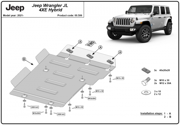 Protezione di acciaio per il cambio Jeep Wrangler - JL