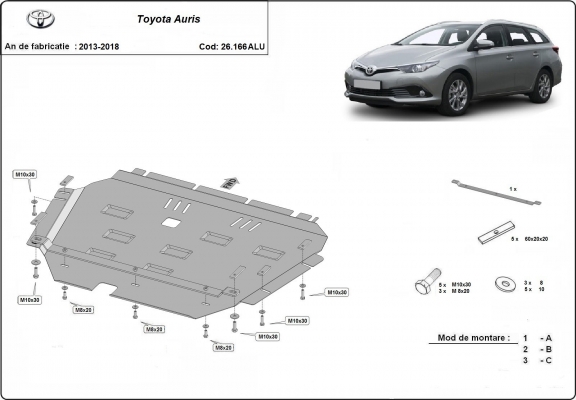 Piastra paramotore di alluminio Toyota Auris