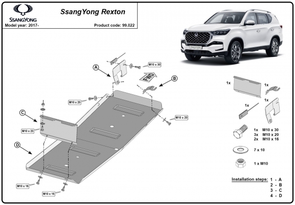 Protezione di acciaio per il serbatoio Ssangyong Rexton