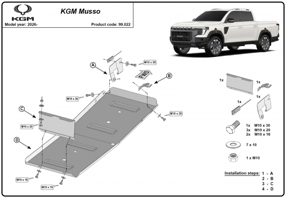 Protezione di acciaio per il serbatoio KGM Musso