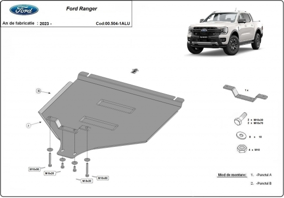 Protezione di alluminio  per il cambio Ford Ranger