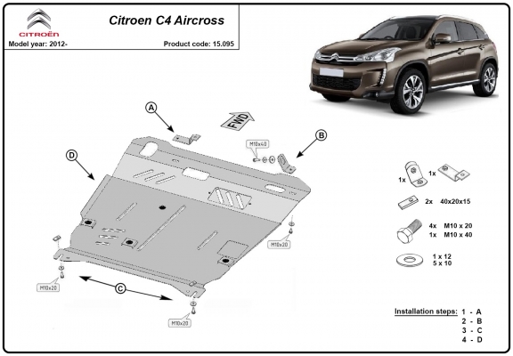 Piastra paramotore di acciaio Citroen C4 Aircross