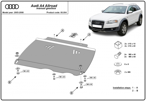 Protezione di acciaio per il cambio manuale Audi A4  B7 All Road