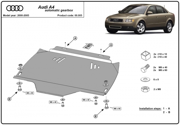 Protezione di acciaio per il cambio Audi A4  B6 - Automatico