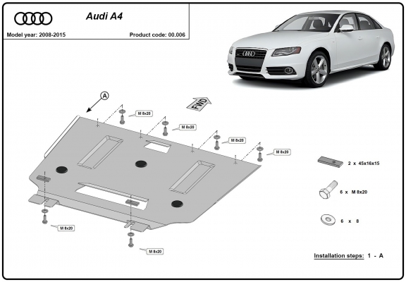 Protezione di acciaio per il cambio Audi A4 4 B8