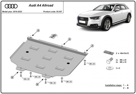 Protezione di acciaio per il cambio Audi A4 B9 All Road