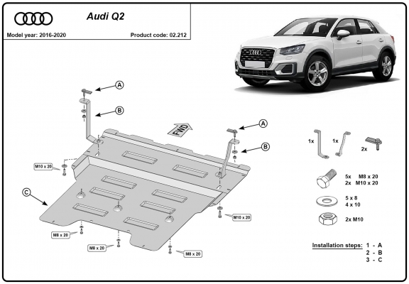 Piastra paramotore di acciaio Audi Q2