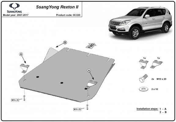 Protezione di acciaio per il cambio SsangYong Rexton 2