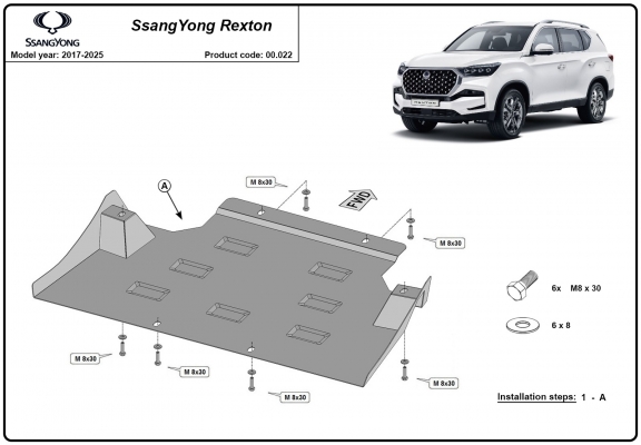 Protezione di acciaio per il cambio SsangYong Rexton