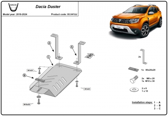 Protezione di acciaio per il differenziale  Dacia Duster 4x4
