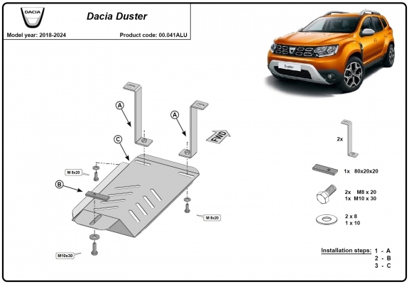 Protezione di alluminio per il differenziale  Dacia Duster 4x4