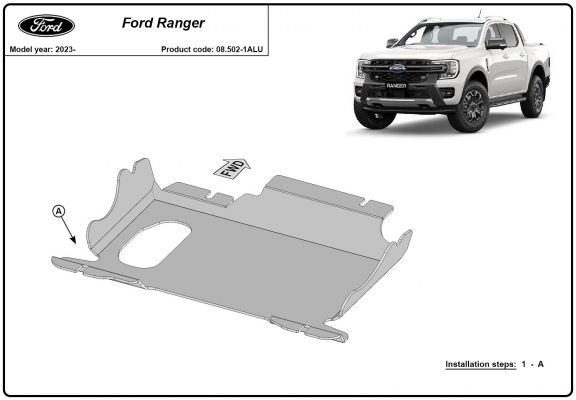 Piastra paramotore di alluminio Ford Ranger