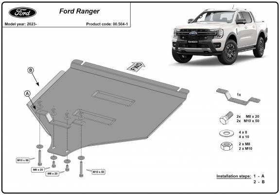 Protezione di acciaio per il cambio manuale Ford Ranger