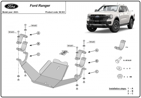 Protezione di acciaio per il differenziale  Ford Ranger
