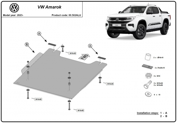 Protezione per la ripartitore Volkswagen Amarok - Alluminio