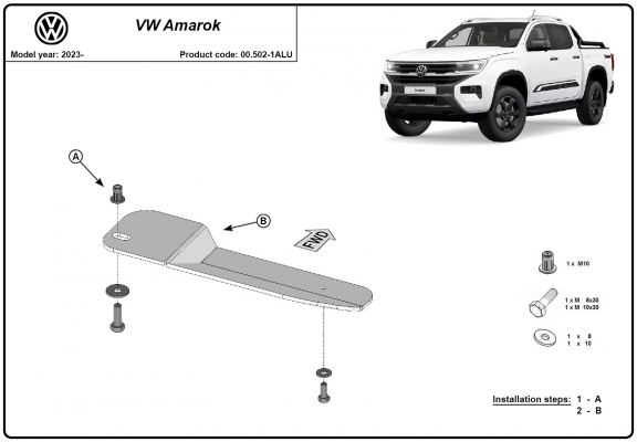 Protezione di alluminio per filtro del carburante Volkswagen Amarok