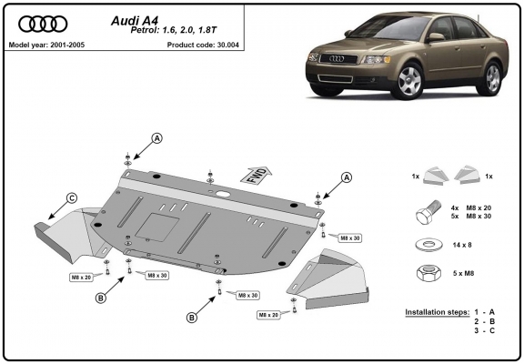 Piastra paramotore di acciaio Audi A4  B6