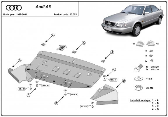 Piastra paramotore di acciaio Audi A6