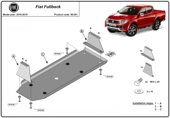 Protezione di acciaio per il serbatoio Fiat Fullback