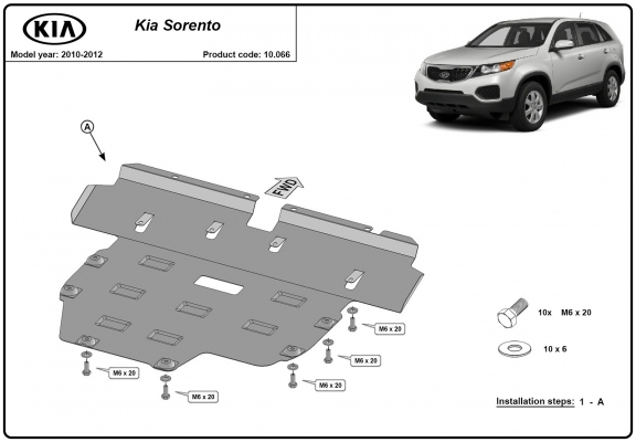 Piastra paramotore di acciaio Kia Sorento XM (Pre-facelift)