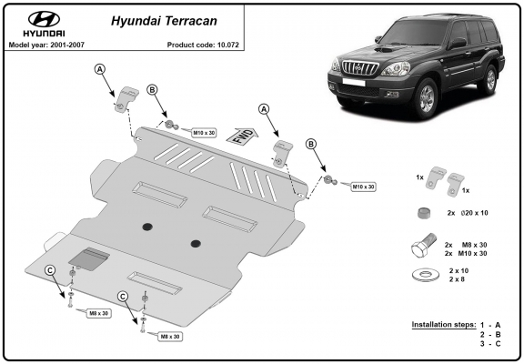 Piastra paramotore di acciaio Hyundai Terracan
